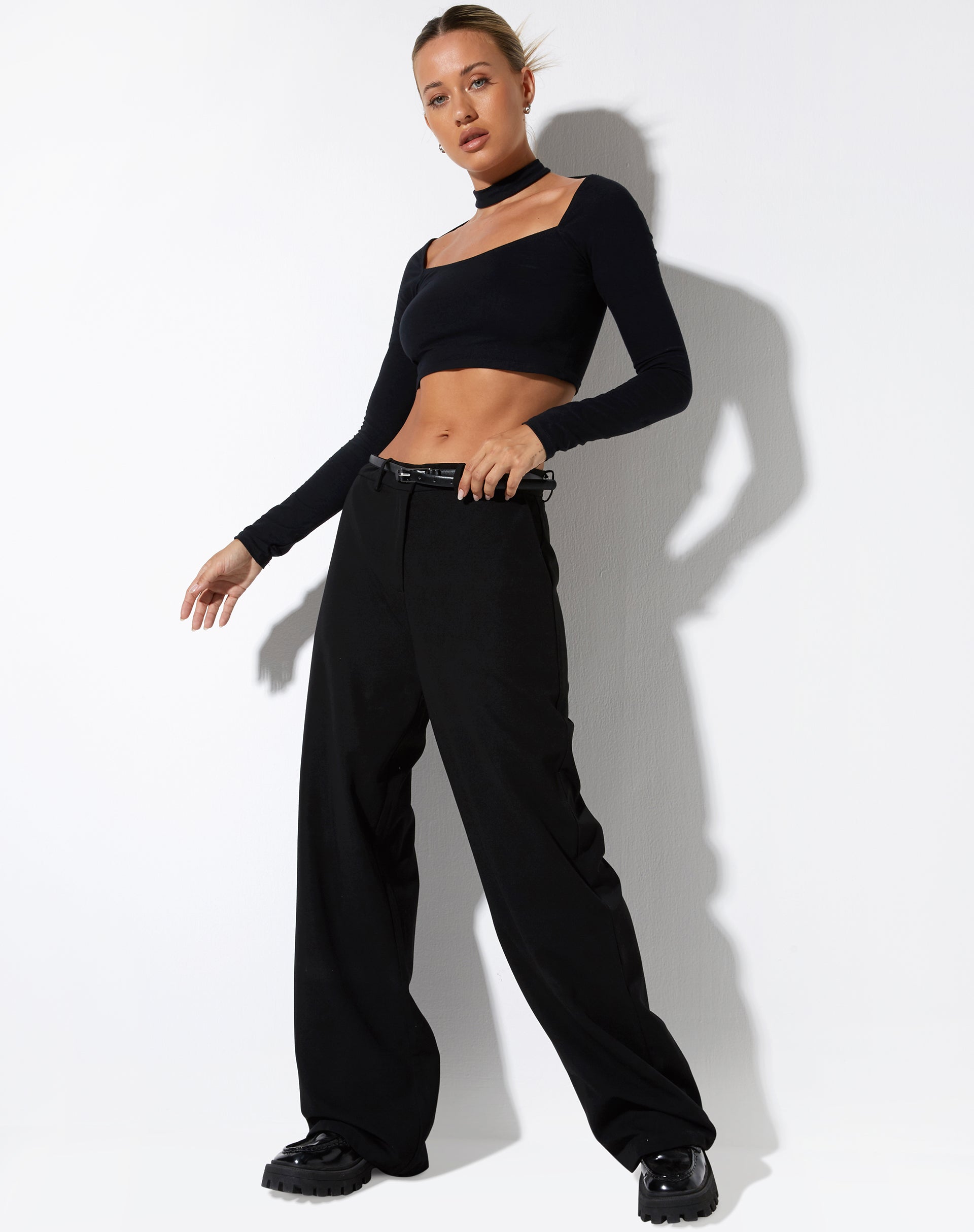 Ribus Crop Top in Black-Nico Sky