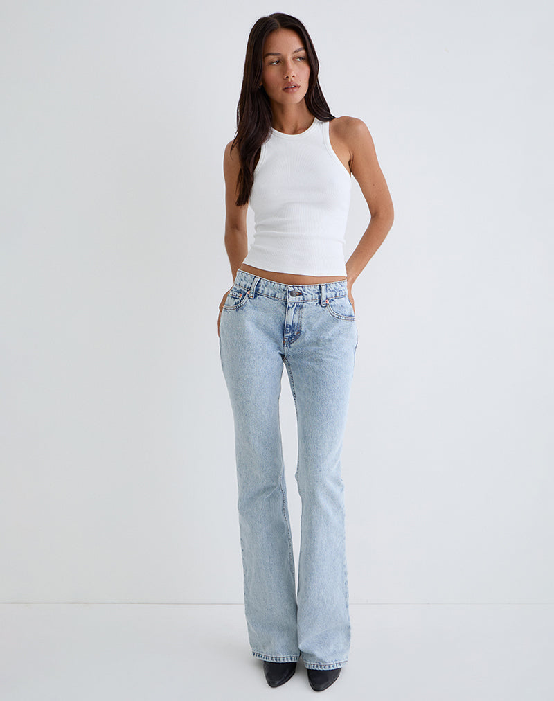 Rigid Low Rise Flare Jeans in 80s Light Wash-Nico Sky