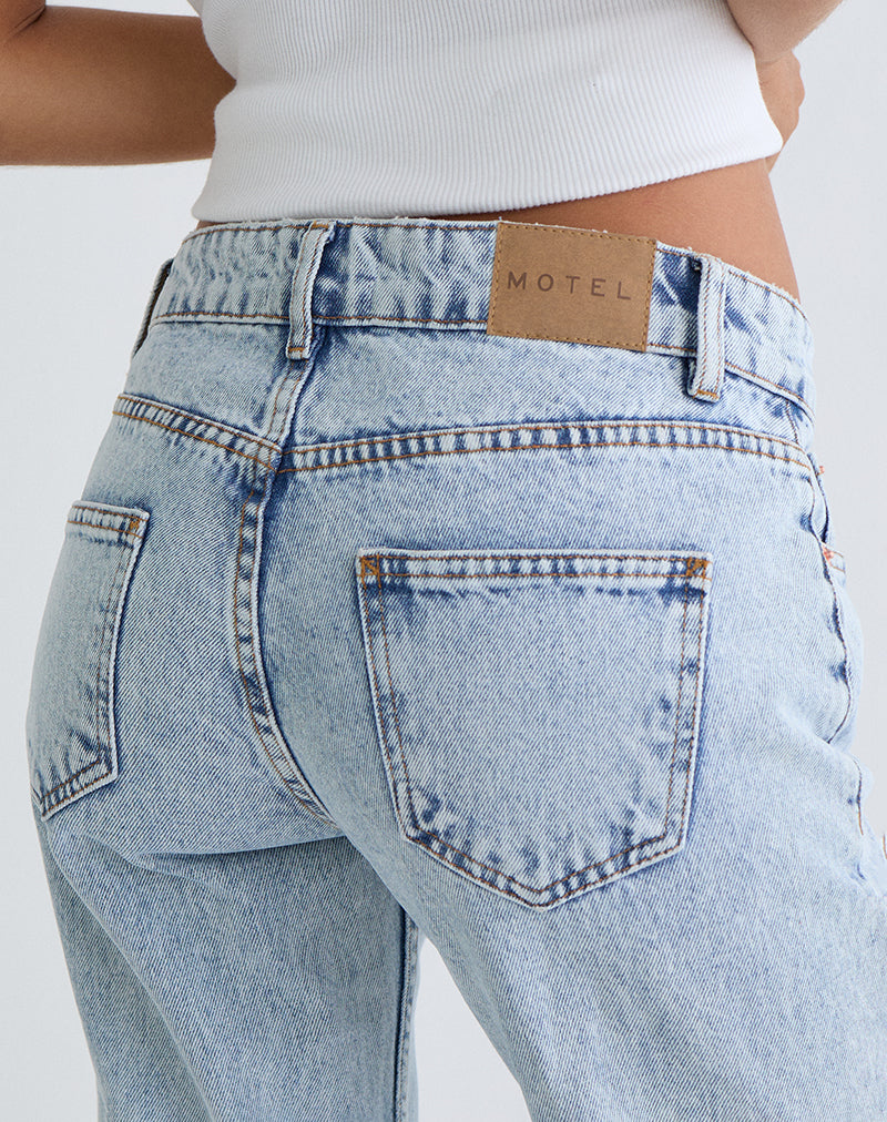 Rigid Low Rise Flare Jeans in 80s Light Wash-Nico Sky