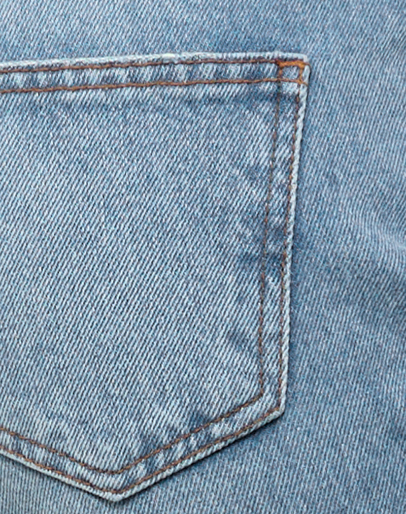 Rigid Low Rise Flare Jeans in Bright Blue Used-Nico Sky