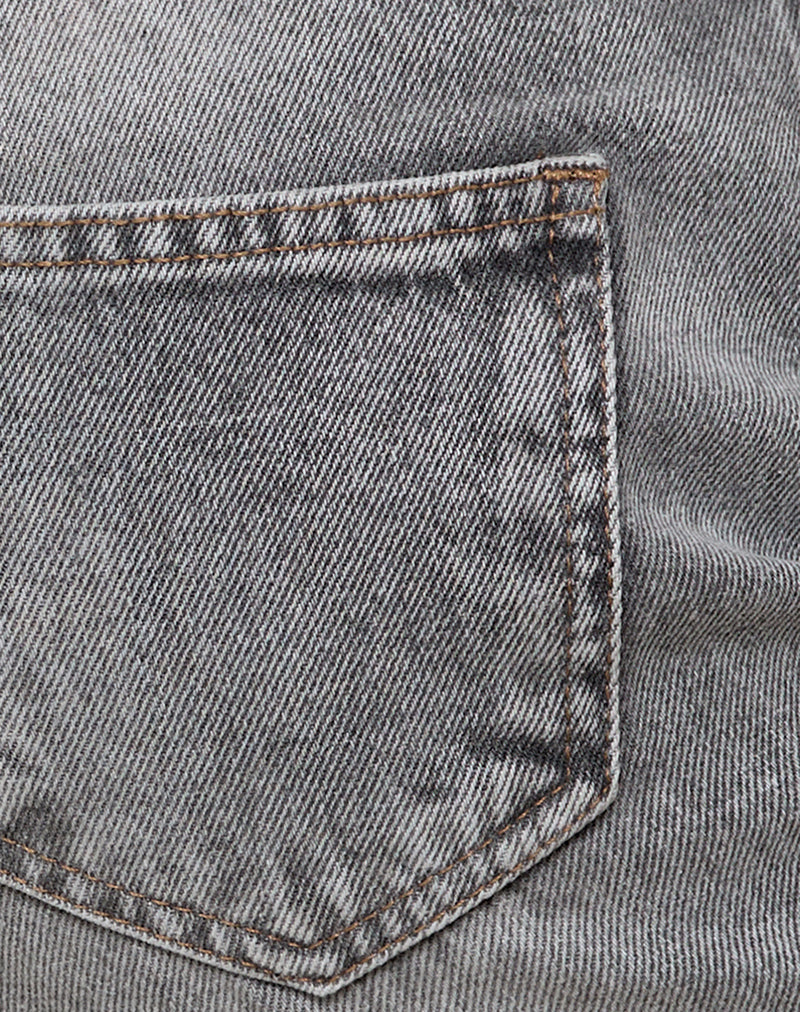 Rigid Low Rise Flare Jeans in Grey Wash-Nico Sky