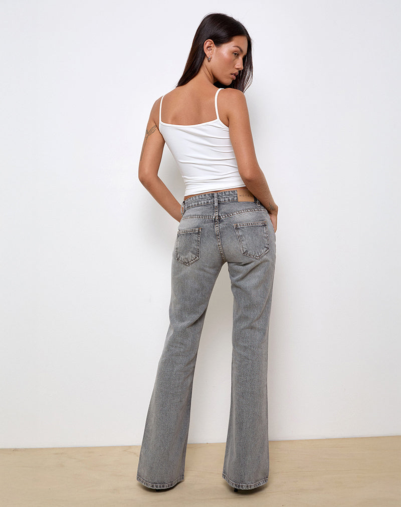 Rigid Low Rise Flare Jeans in Grey Wash-Nico Sky