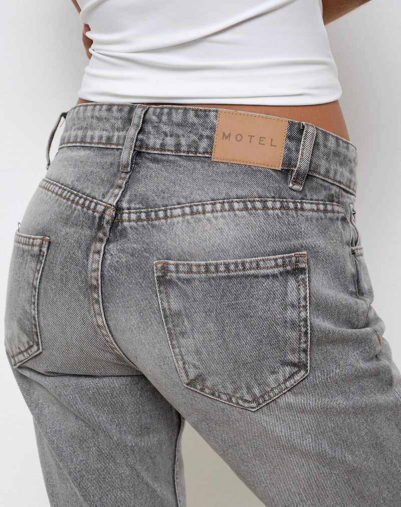Rigid Low Rise Flare Jeans in Grey Wash-Nico Sky