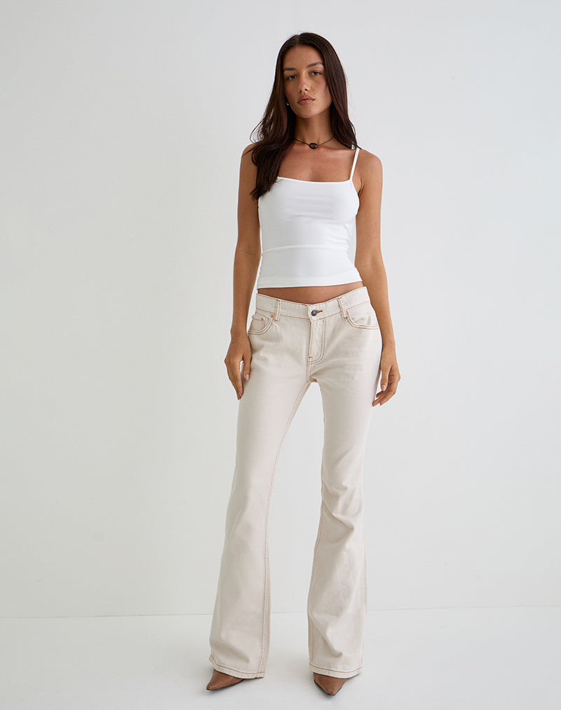 Rigid Low Rise Flare Jeans in Off White-Nico Sky