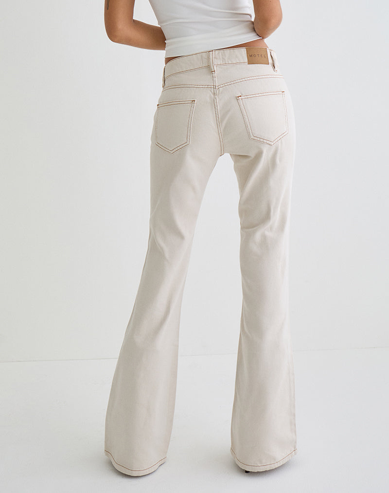 Rigid Low Rise Flare Jeans in Off White-Nico Sky