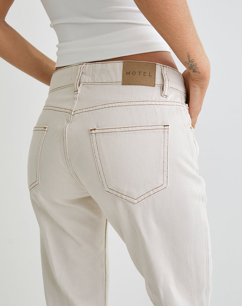 Rigid Low Rise Flare Jeans in Off White-Nico Sky
