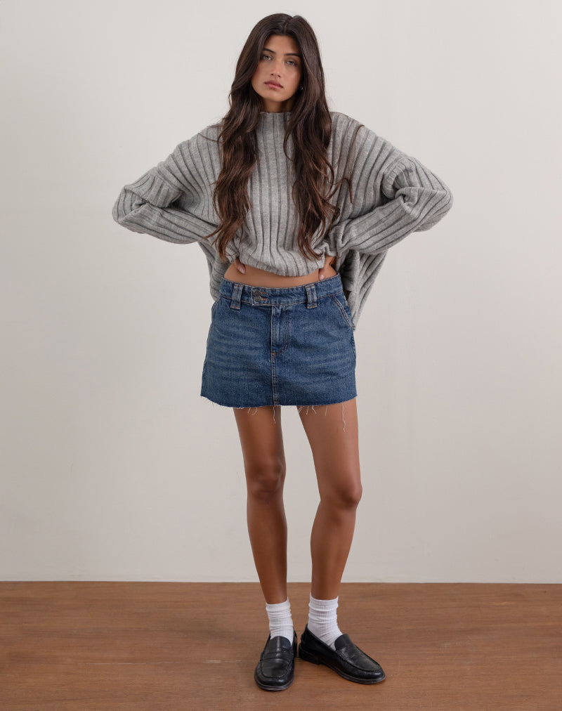 Rigid Micro Denim Skirt in Heritage Blue-Nico Sky