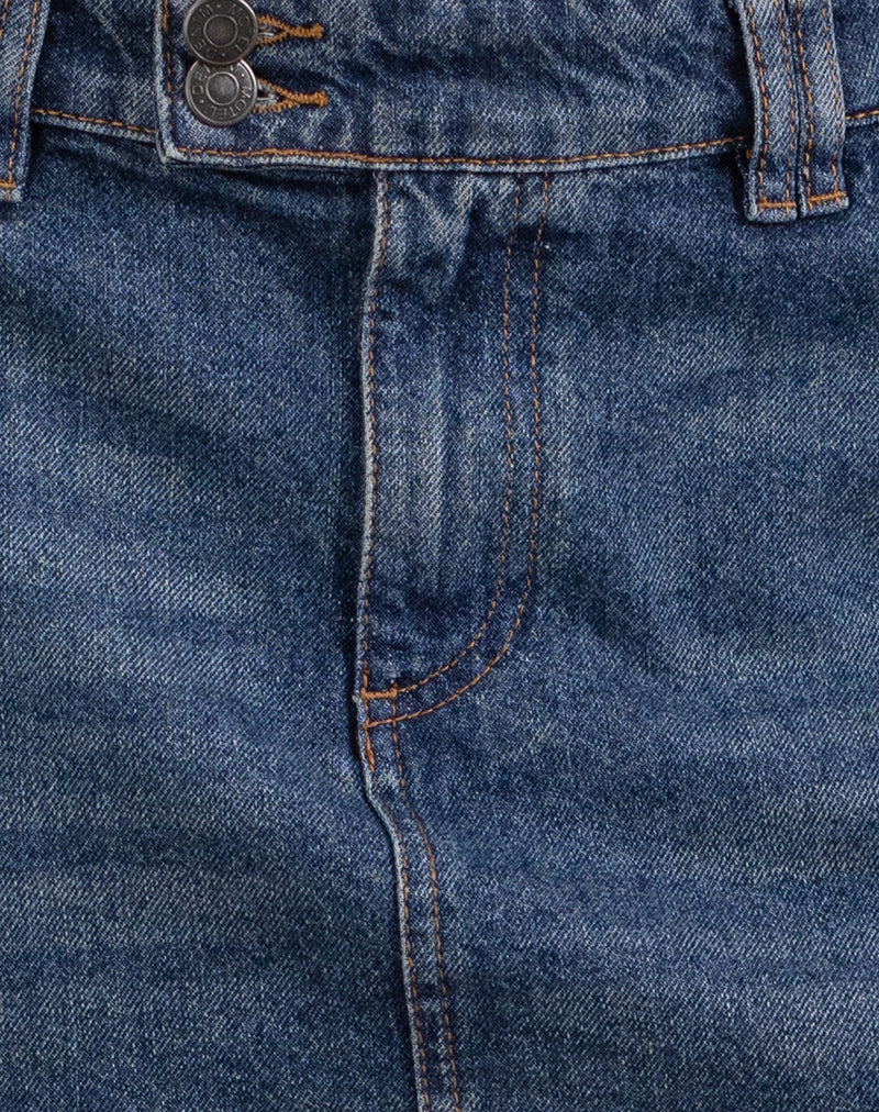 Rigid Micro Denim Skirt in Heritage Blue-Nico Sky