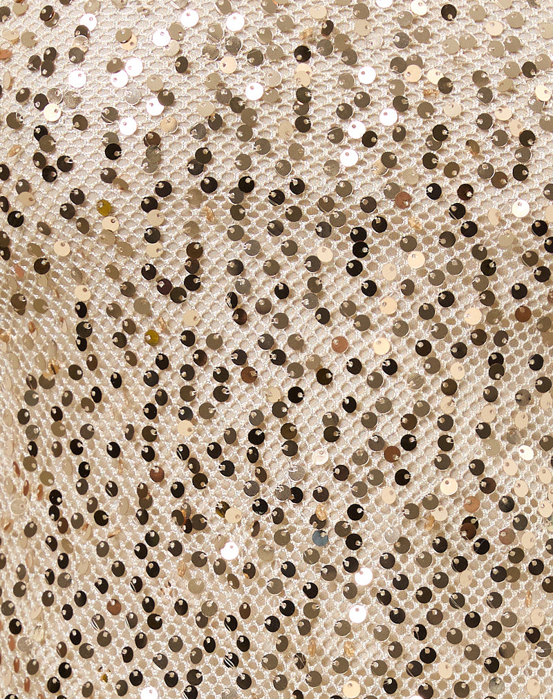 Rimo Bandeau Top in Gold Sequin-Nico Sky