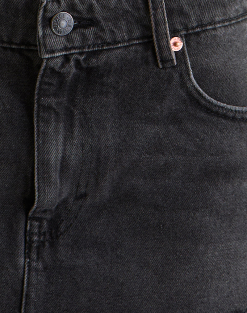 Ripped Hem Mini Skirt in Vintage Black-Nico Sky