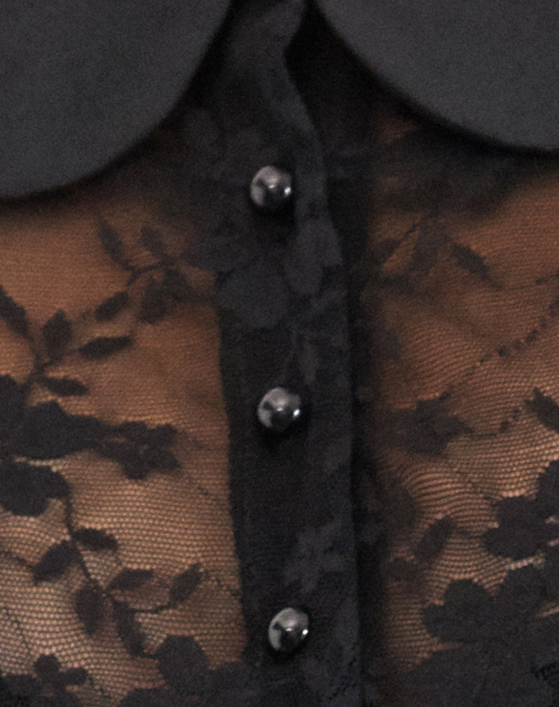 Rochea Blouse in Unlined Lace Black-Nico Sky