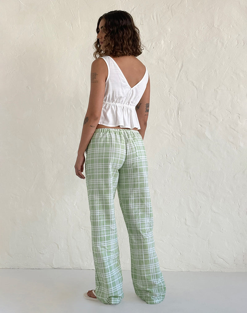Lirura Trouser in Table Cloth Neo Mint-Nico Sky