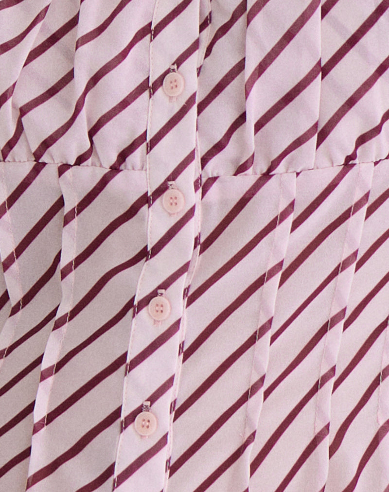 Rolina Blouse in Chiffon Stripe Pink and Burgundy-Nico Sky