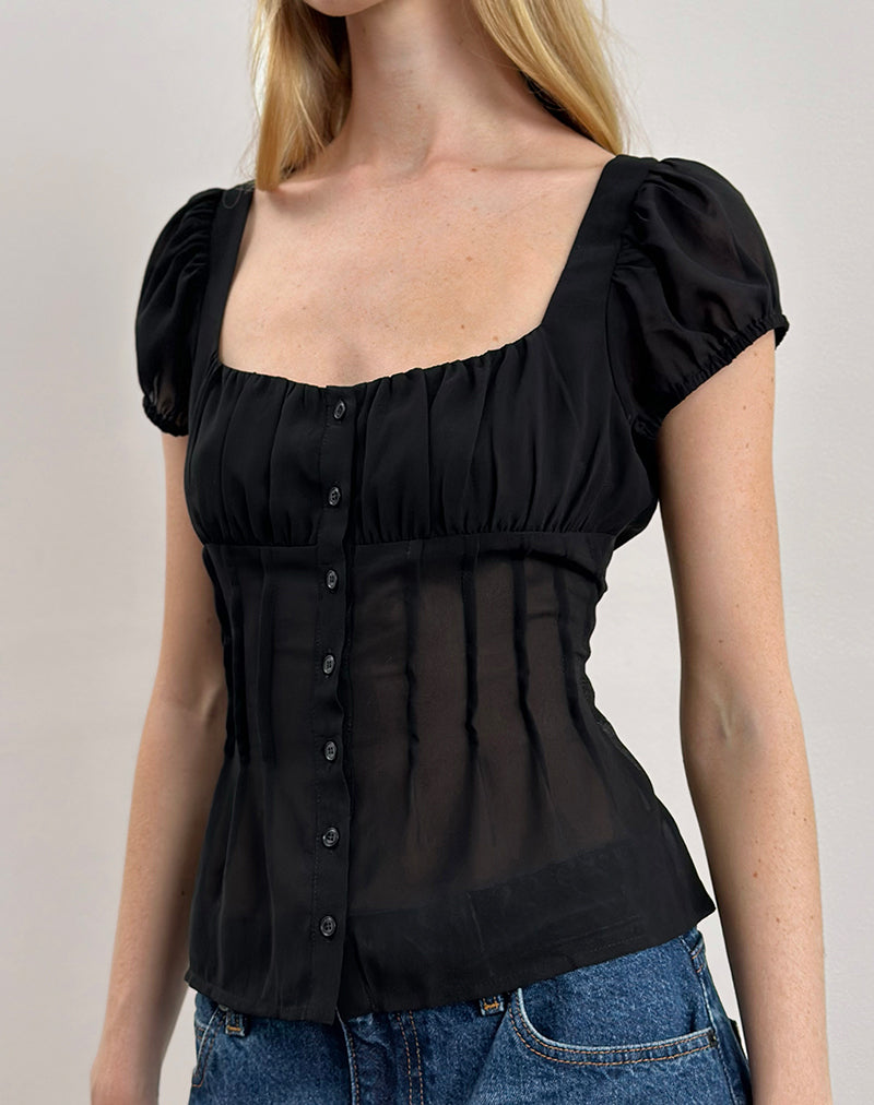Rolina Blouse in Chiffon Black-Nico Sky