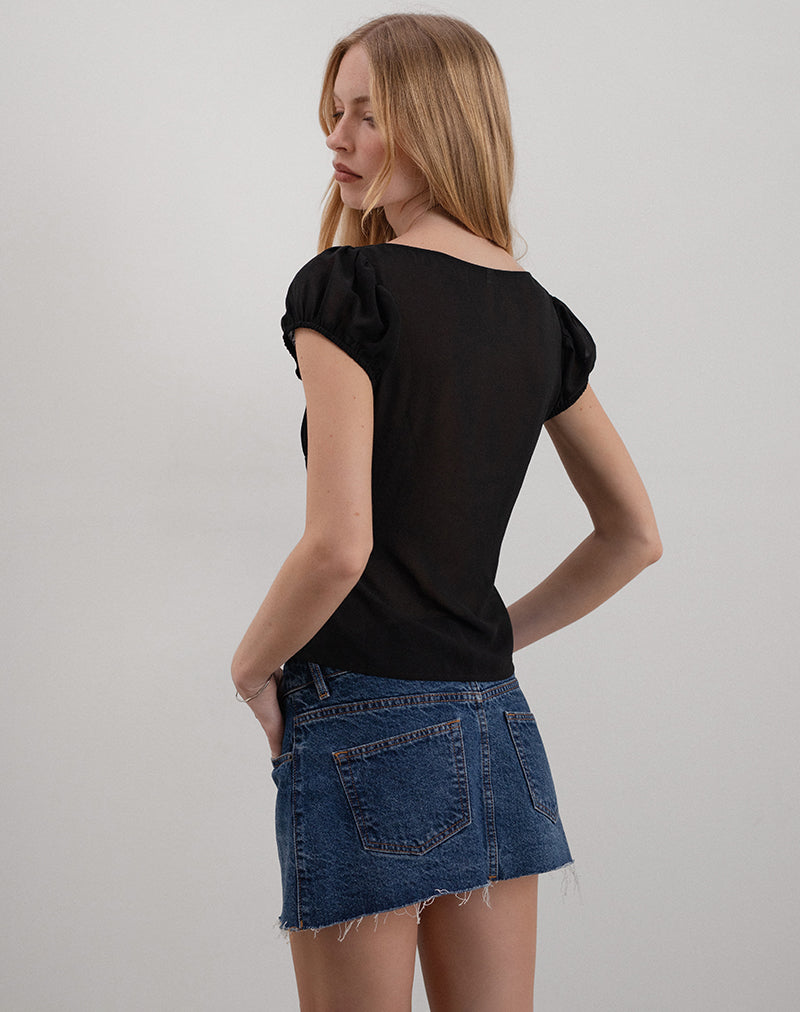 Rolina Blouse in Chiffon Black-Nico Sky