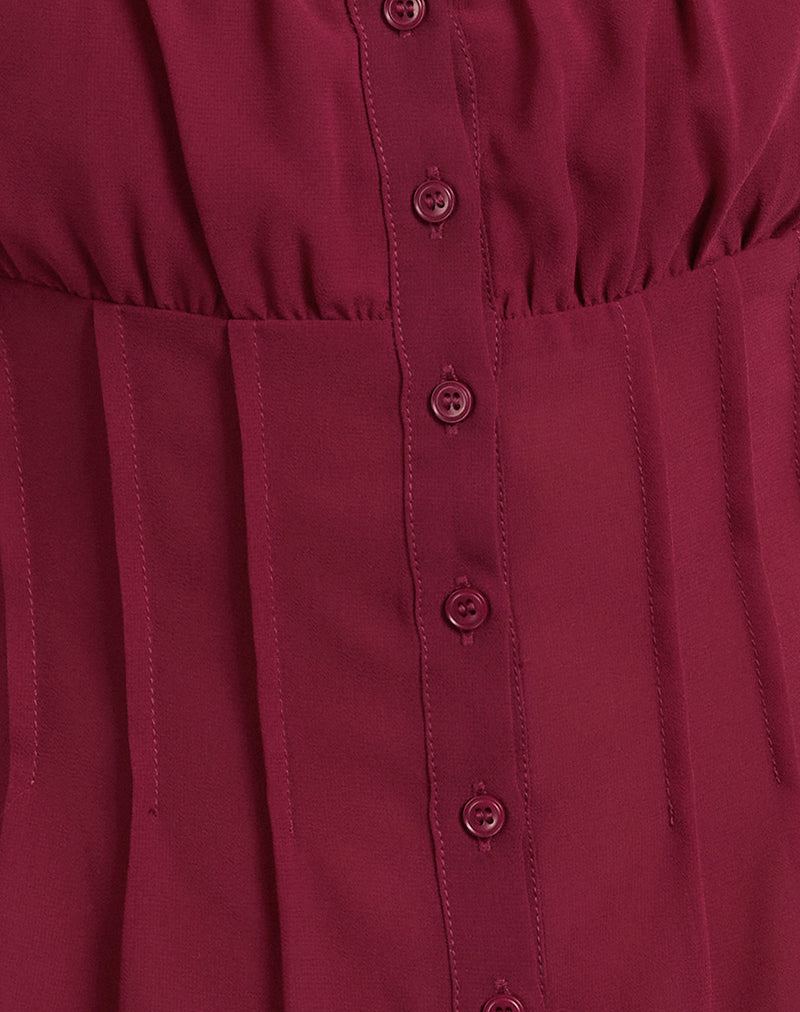 Rolina Blouse in Chiffon Burgundy-Nico Sky