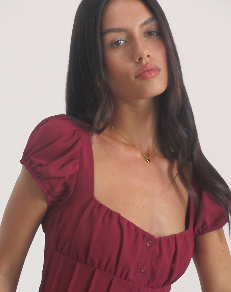 Rolina Blouse in Chiffon Burgundy-Nico Sky