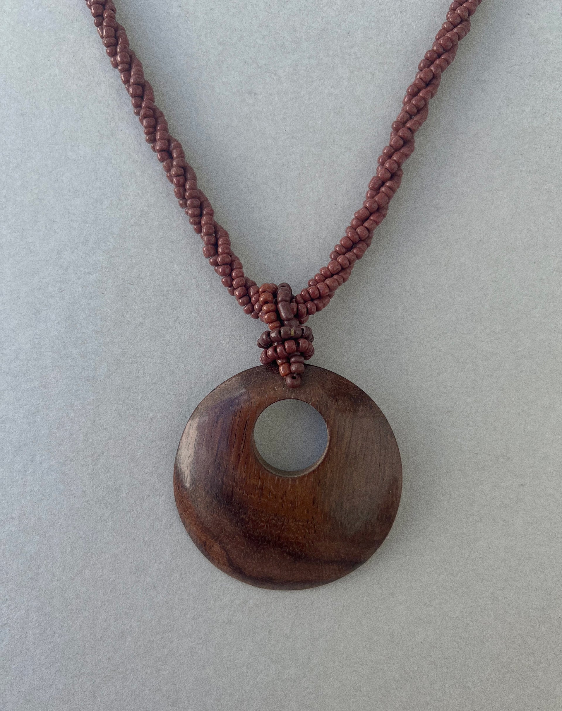 Ronji Necklace with Round Wooden Pendant-Nico Sky