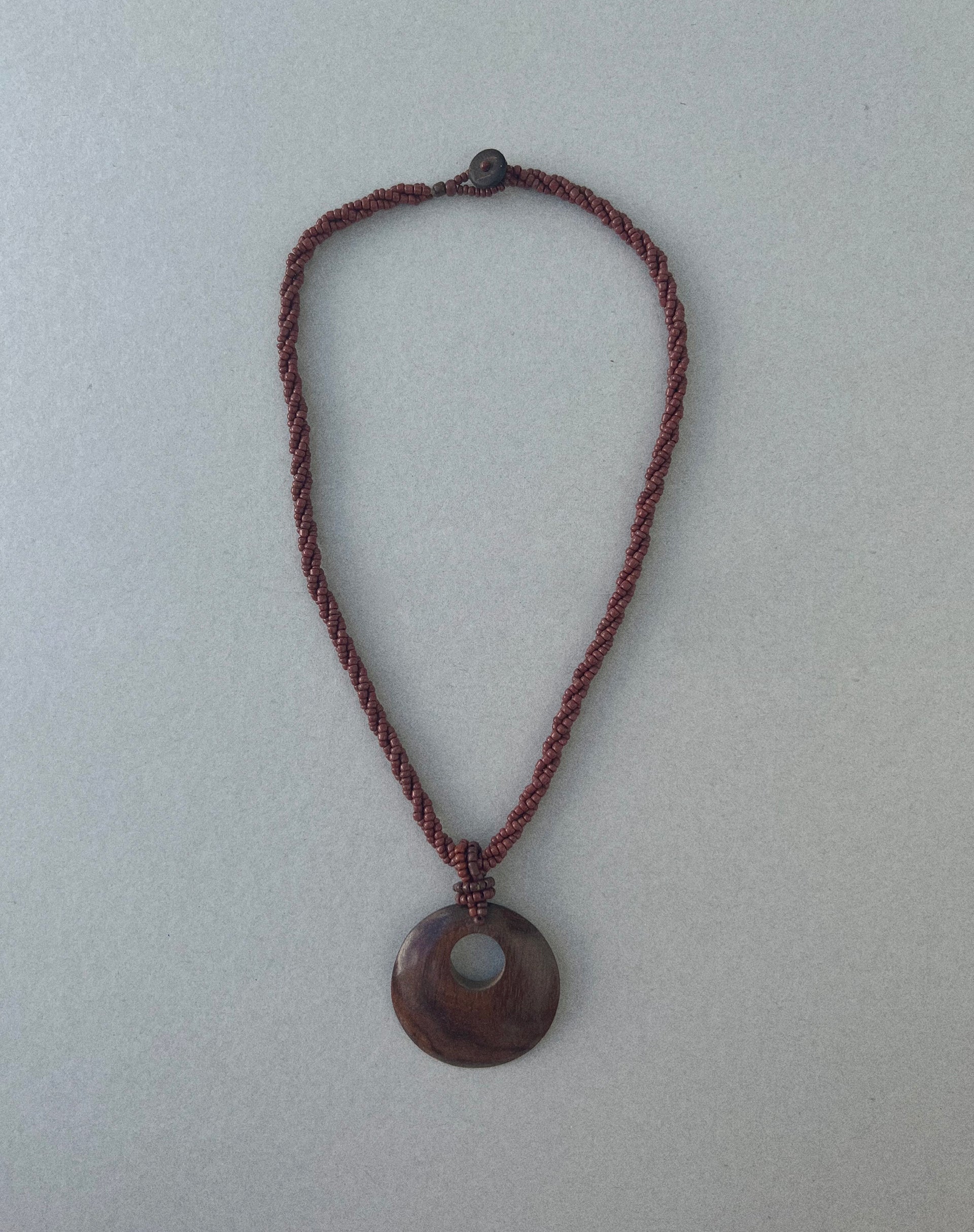 Ronji Necklace with Round Wooden Pendant-Nico Sky