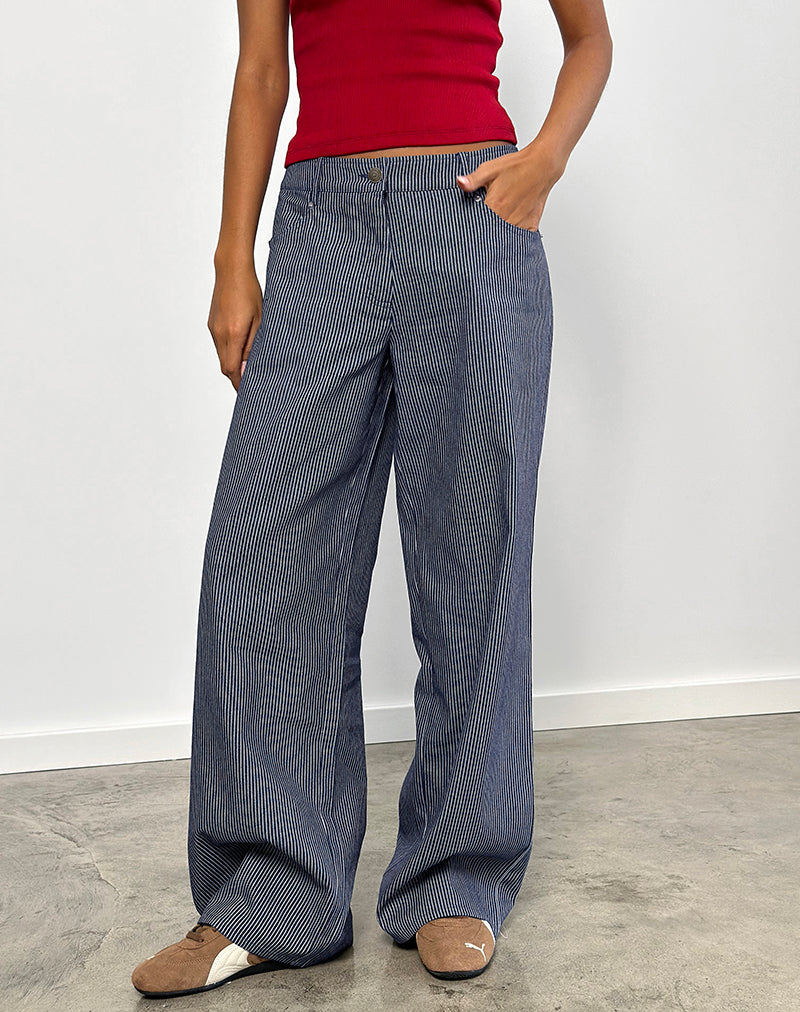 Roomy Extra Wide Low Rise Jeans in Pinstripe Indigo Wash-Nico Sky