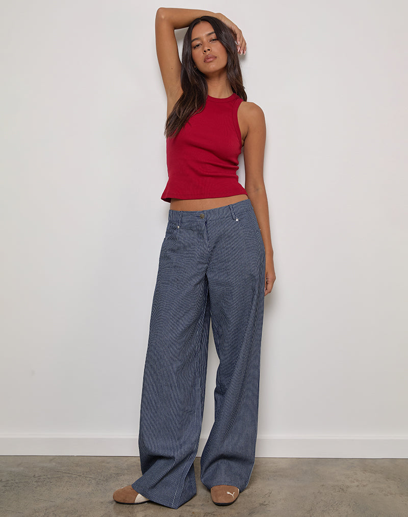 Roomy Extra Wide Low Rise Jeans in Pinstripe Indigo Wash-Nico Sky