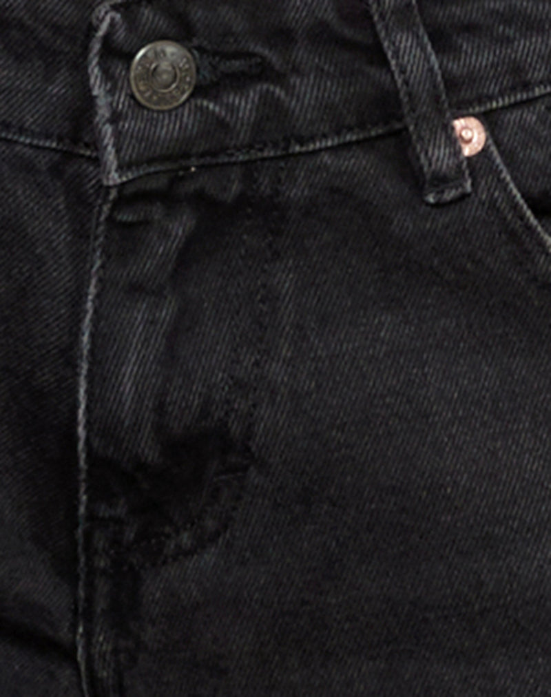 Low Rise Roomy Jeans in Washed Black Grey-Nico Sky