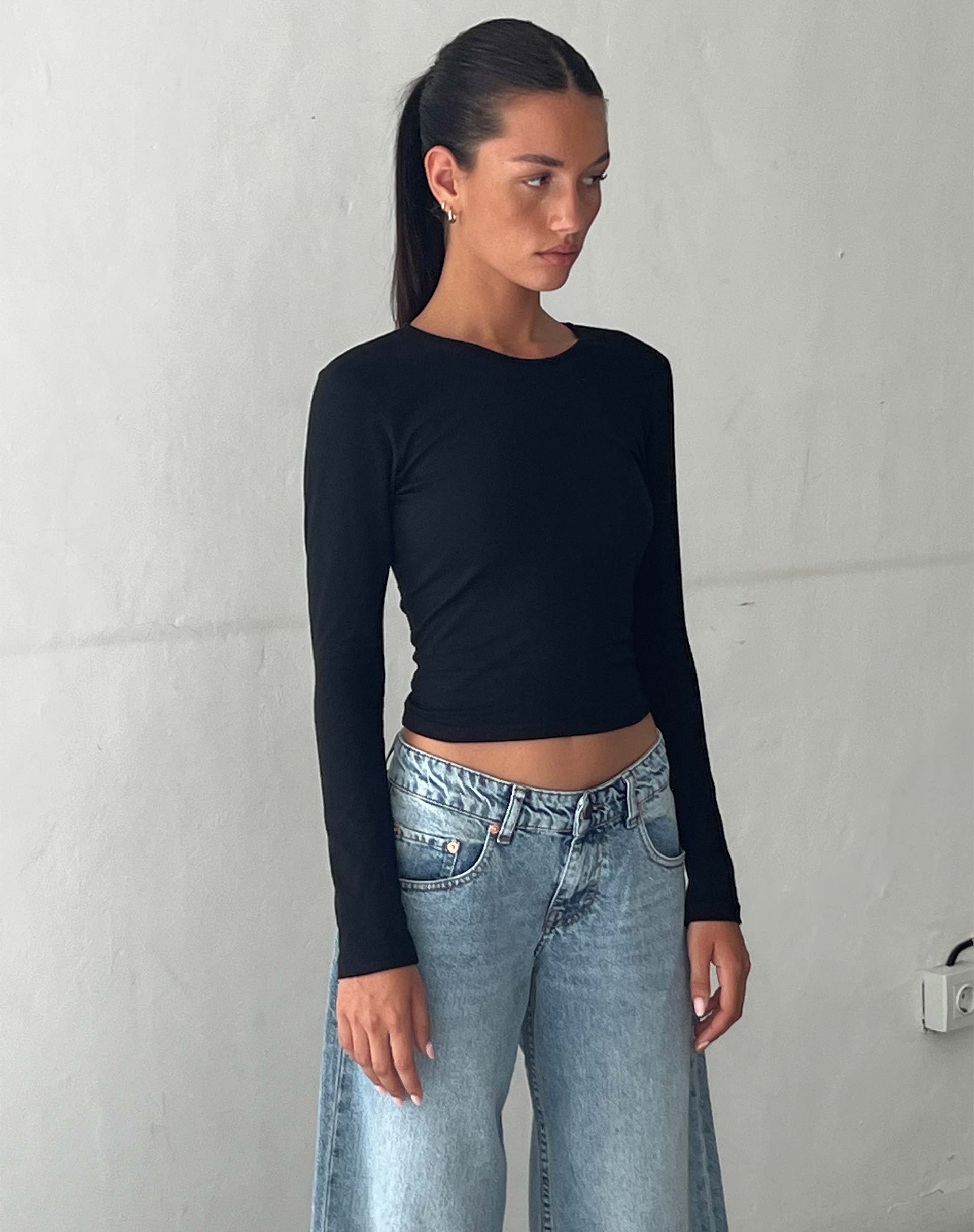 Bon Long Sleeve Top in Black-Nico Sky