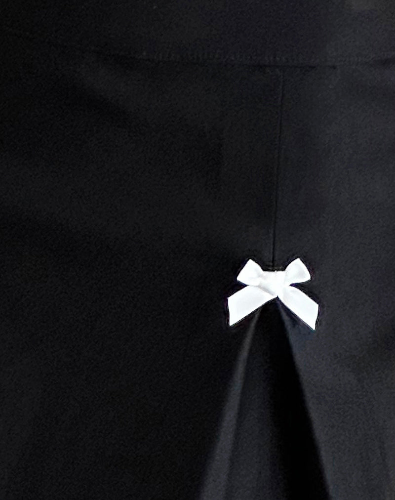 Ropita Mini Skirt in Black with Ivory Bows-Nico Sky