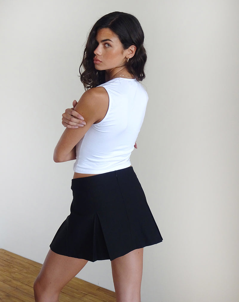 Ropita Mini Skirt in Black with Ivory Bows-Nico Sky