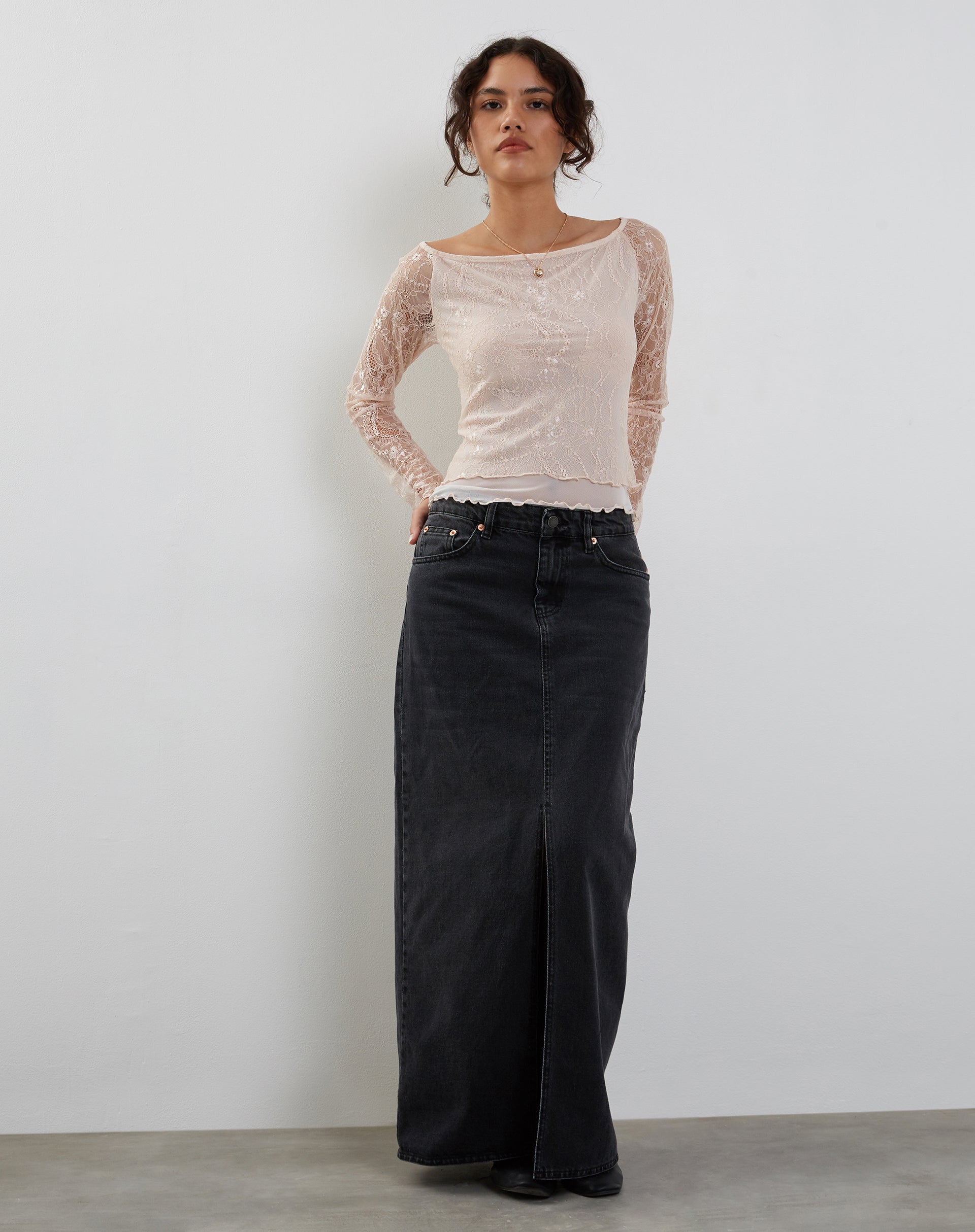 Rory Long Sleeve Lace Top in Pink-Nico Sky