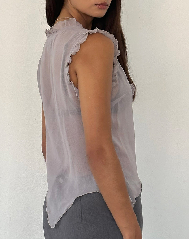 Rosalinda Top in Chiffon Lilac Grey-Nico Sky