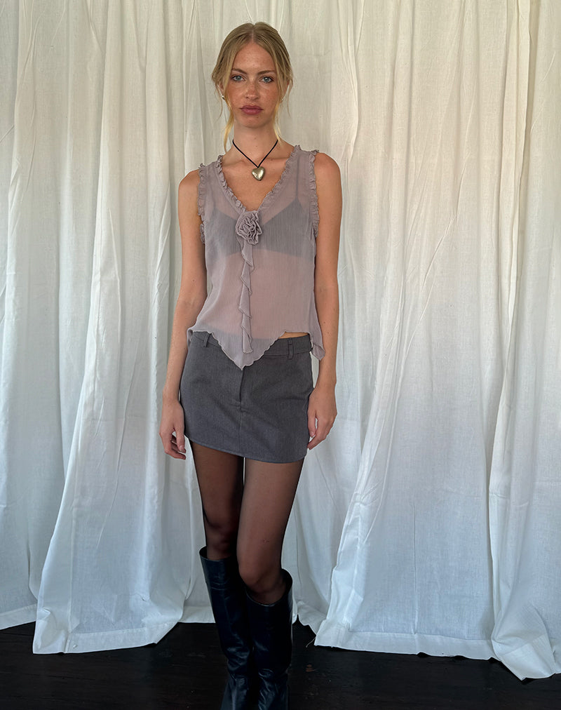 Rosalinda Top in Chiffon Lilac Grey-Nico Sky