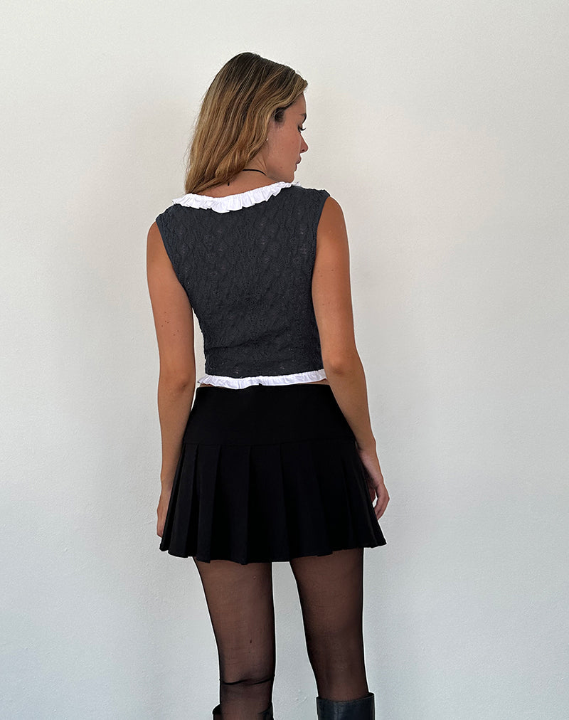 Roslyn Pointelle Vest Top in Dark Charcoal-Nico Sky