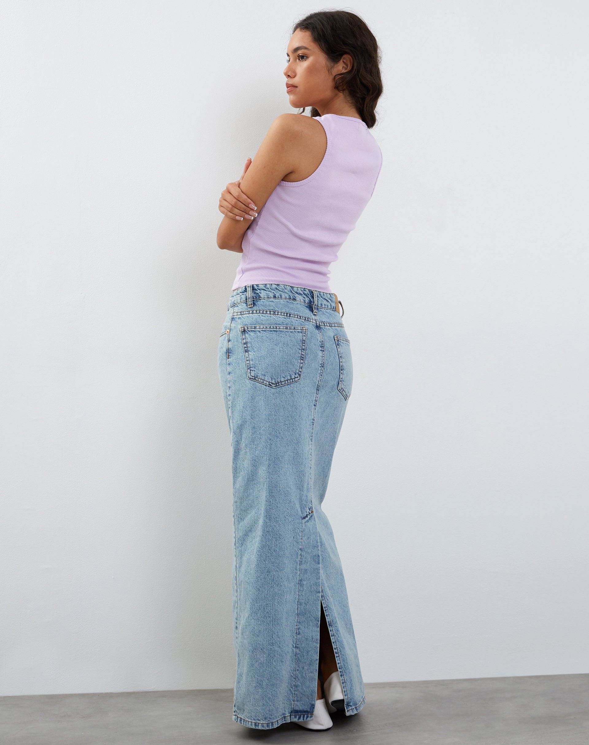 Roxe Ribbed Vest Top in Soft Lilac-Nico Sky