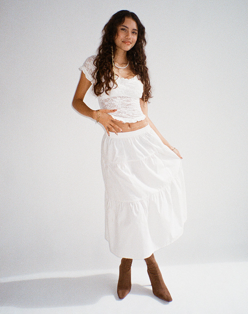 Rufte Top in Lace Ivory-Nico Sky