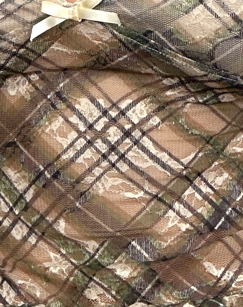 Rumaysa Cami Top  in Printed Lace Retro Plaid-Nico Sky