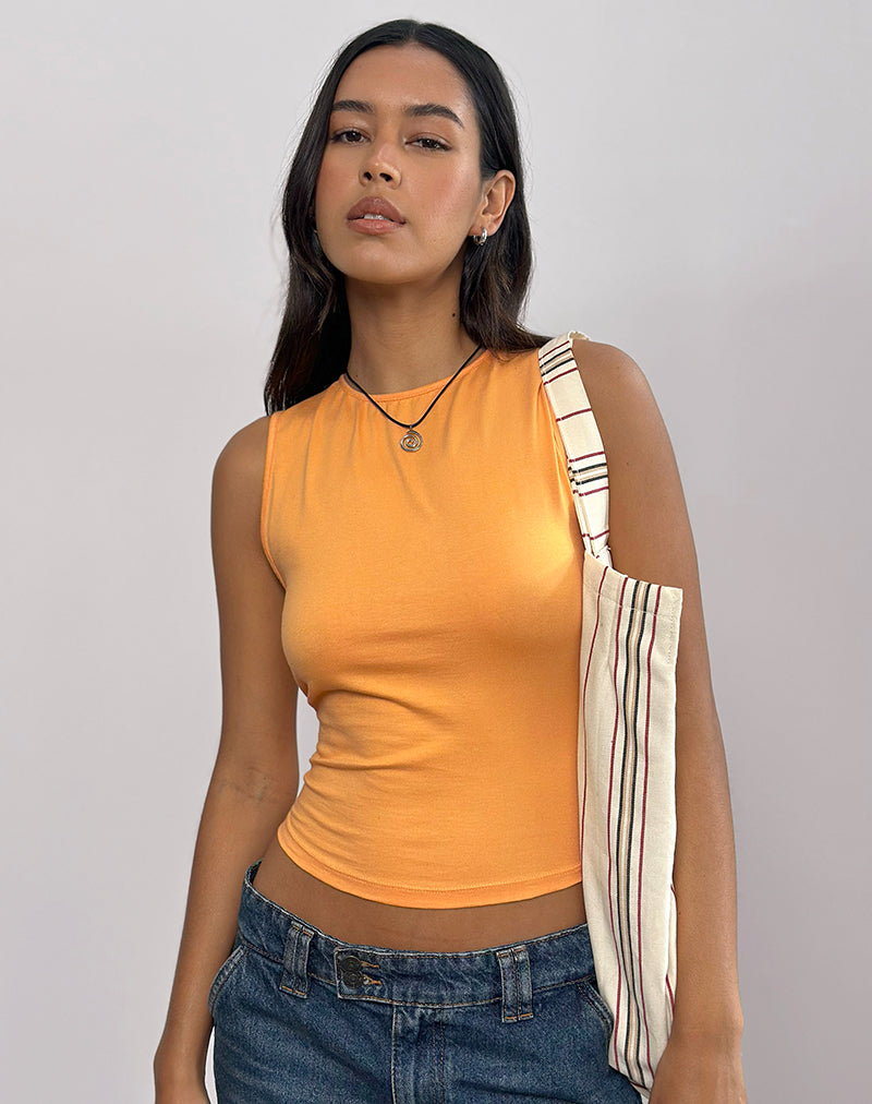 Runaba Backless Tank Top in Faded Orange-Nico Sky