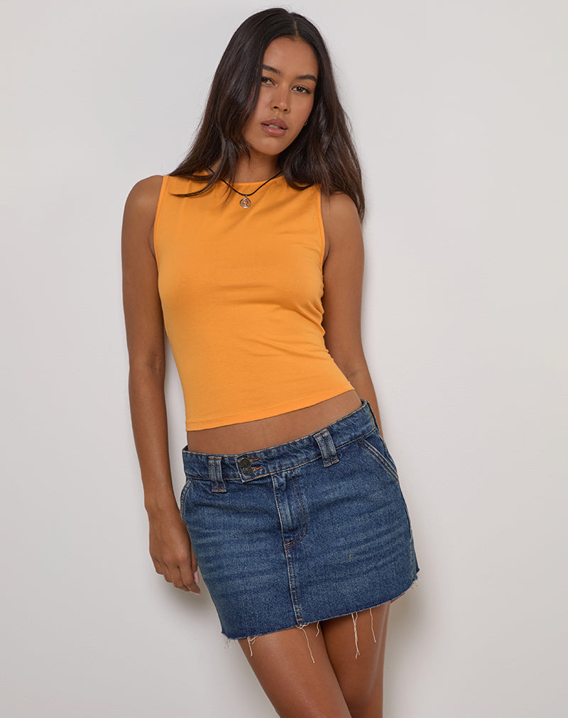 Runaba Backless Tank Top in Faded Orange-Nico Sky