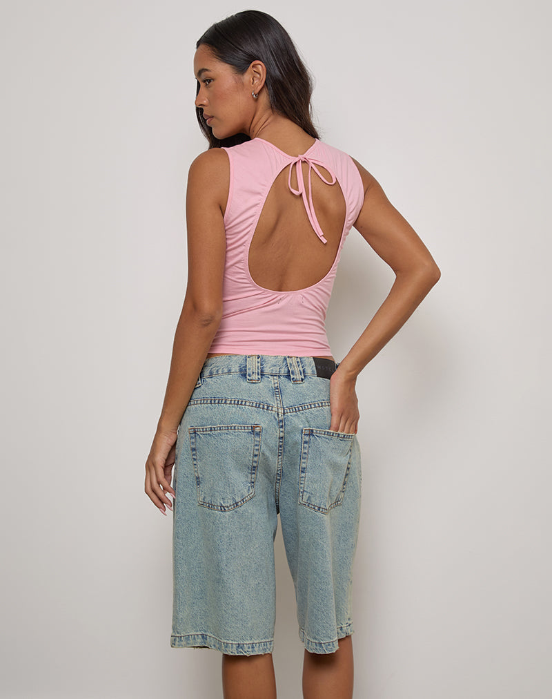 Runaba Backless Tank Top in Ballet Pink Stripe-Nico Sky