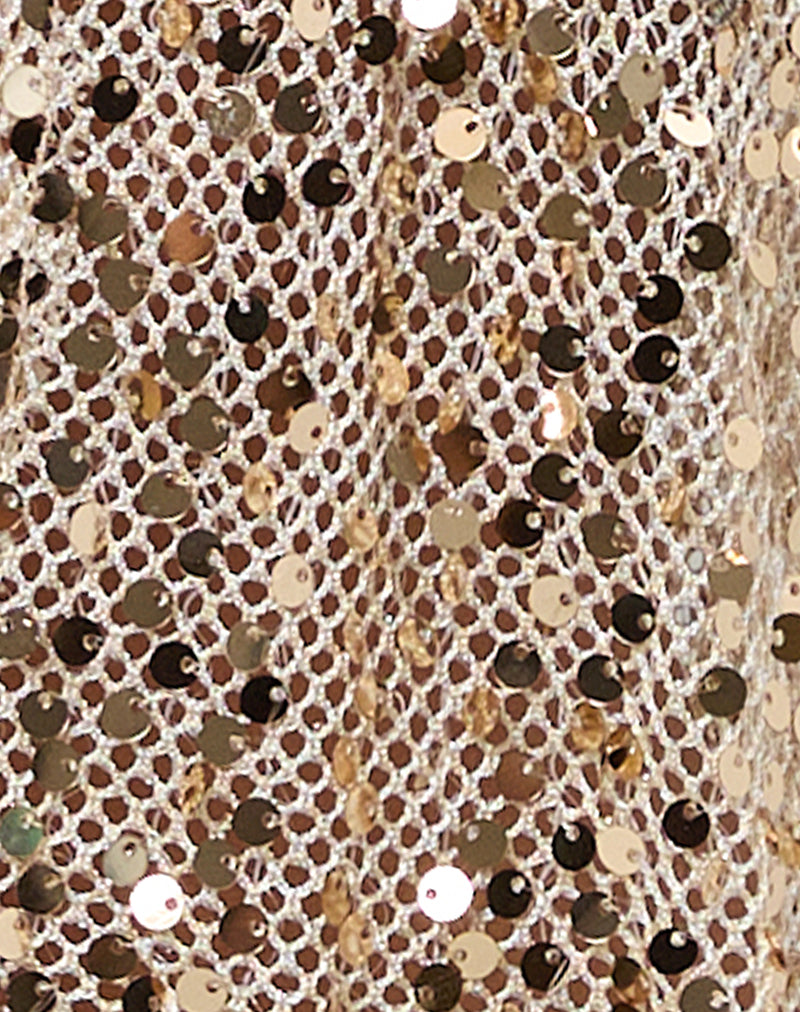 Ruway Unlined Scarf Top in Sequin Gold-Nico Sky