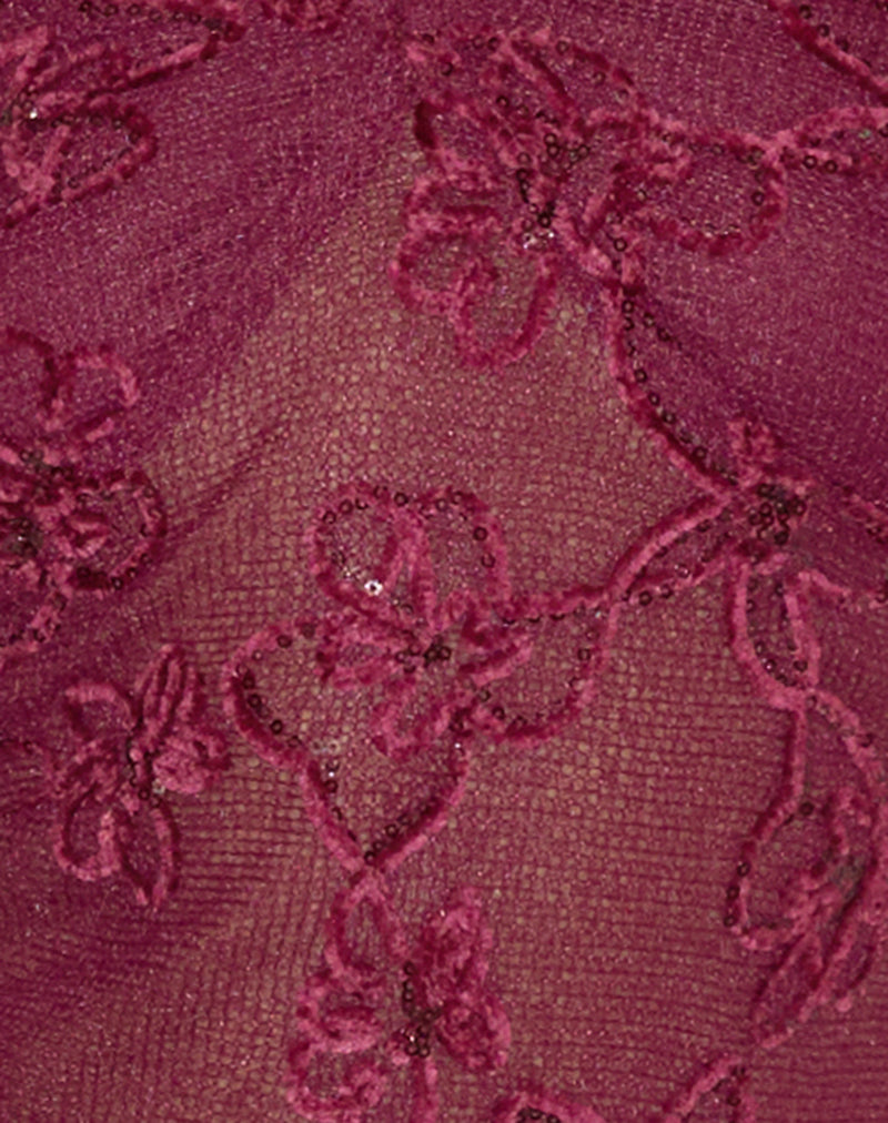 Ruwi Halter Top in Sequin Knit Burgundy-Nico Sky