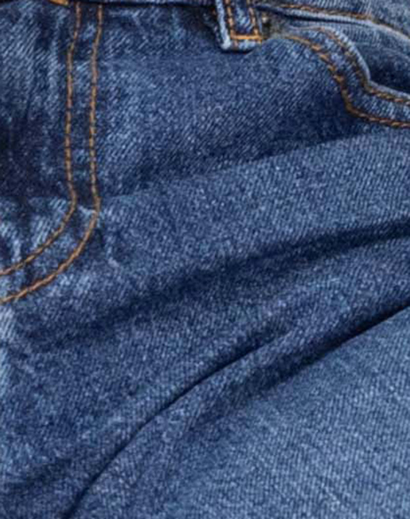 Rigid Low Rise Flare Jeans In Mid Blue Used-Nico Sky