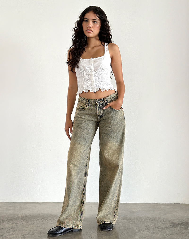 Roomy Extra Wide Leg Low Rise Jeans in Sandy Blue Acid-Nico Sky