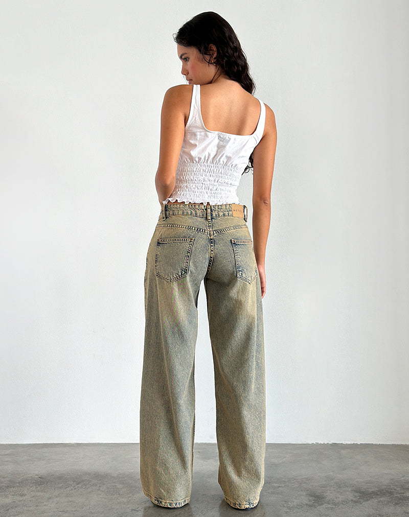 Roomy Extra Wide Leg Low Rise Jeans in Sandy Blue Acid-Nico Sky