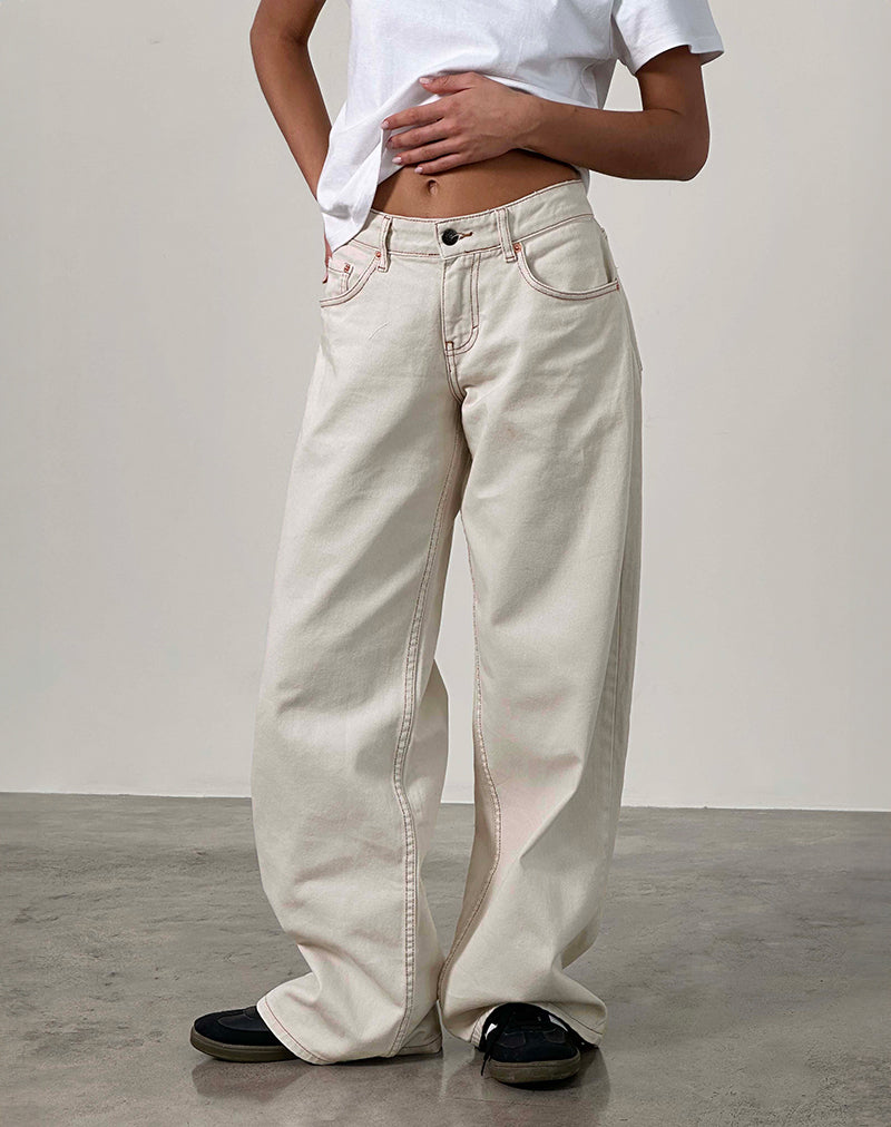 Roomy Extra Wide Low Rise Jeans in Off White-Nico Sky