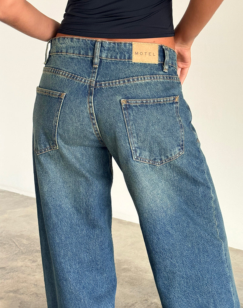 Roomy Extra Wide Low Rise Jeans in Bright Blue-Nico Sky
