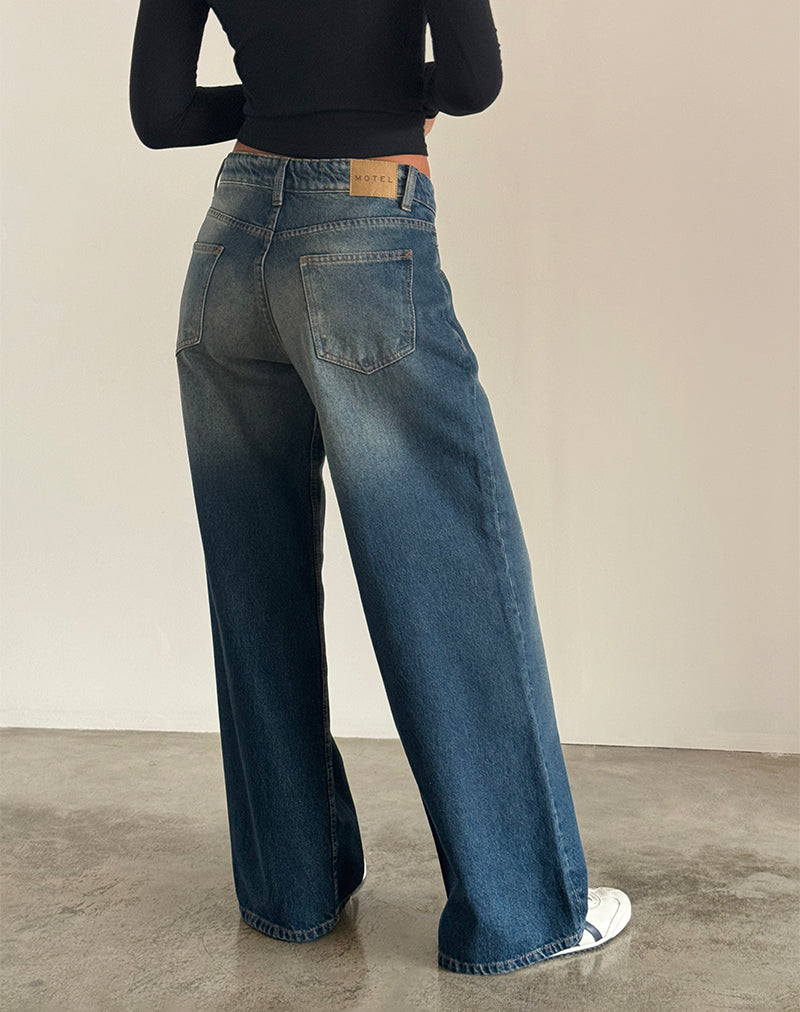 Roomy Extra Wide Low Rise Jeans in Dark Vintage-Nico Sky