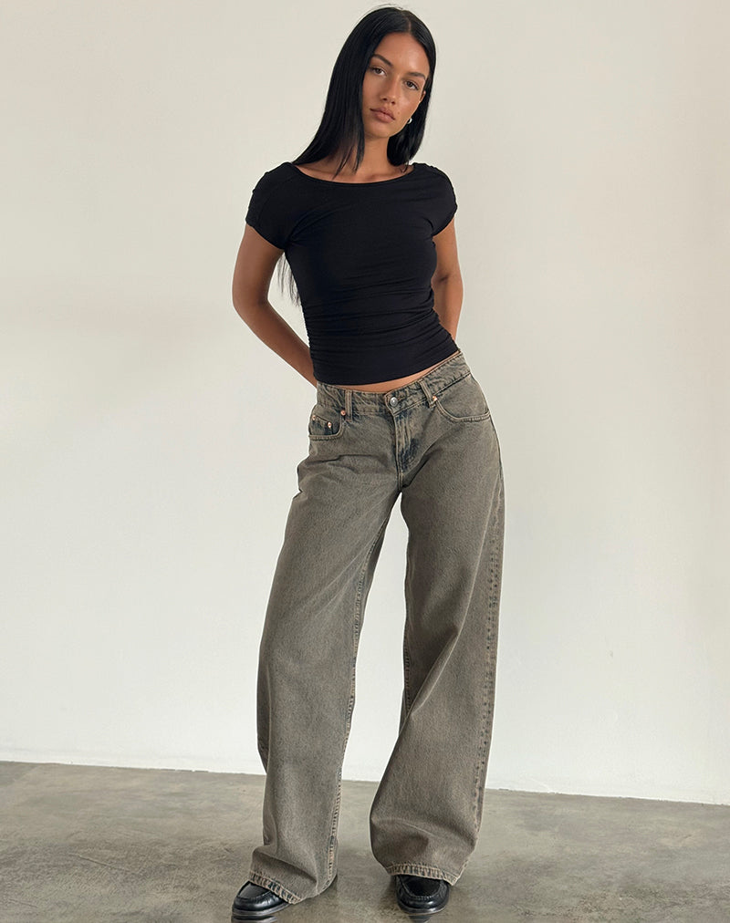 Roomy Extra Wide Low Rise Jeans in Earthy Blue-Nico Sky