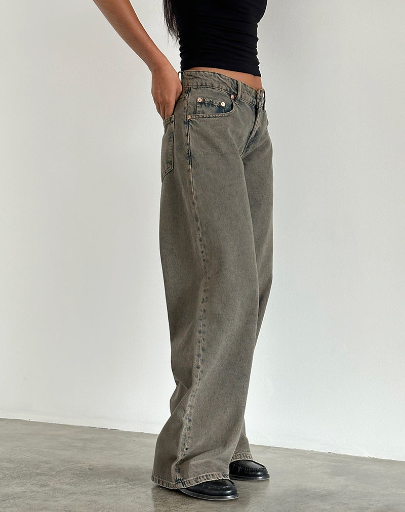 Roomy Extra Wide Low Rise Jeans in Earthy Blue-Nico Sky