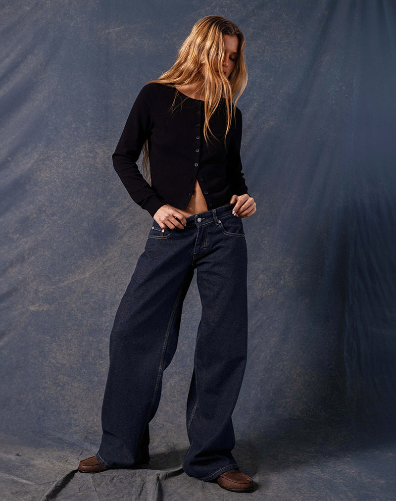 Roomy Extra Wide Low Rise Jeans in Indigo-Nico Sky